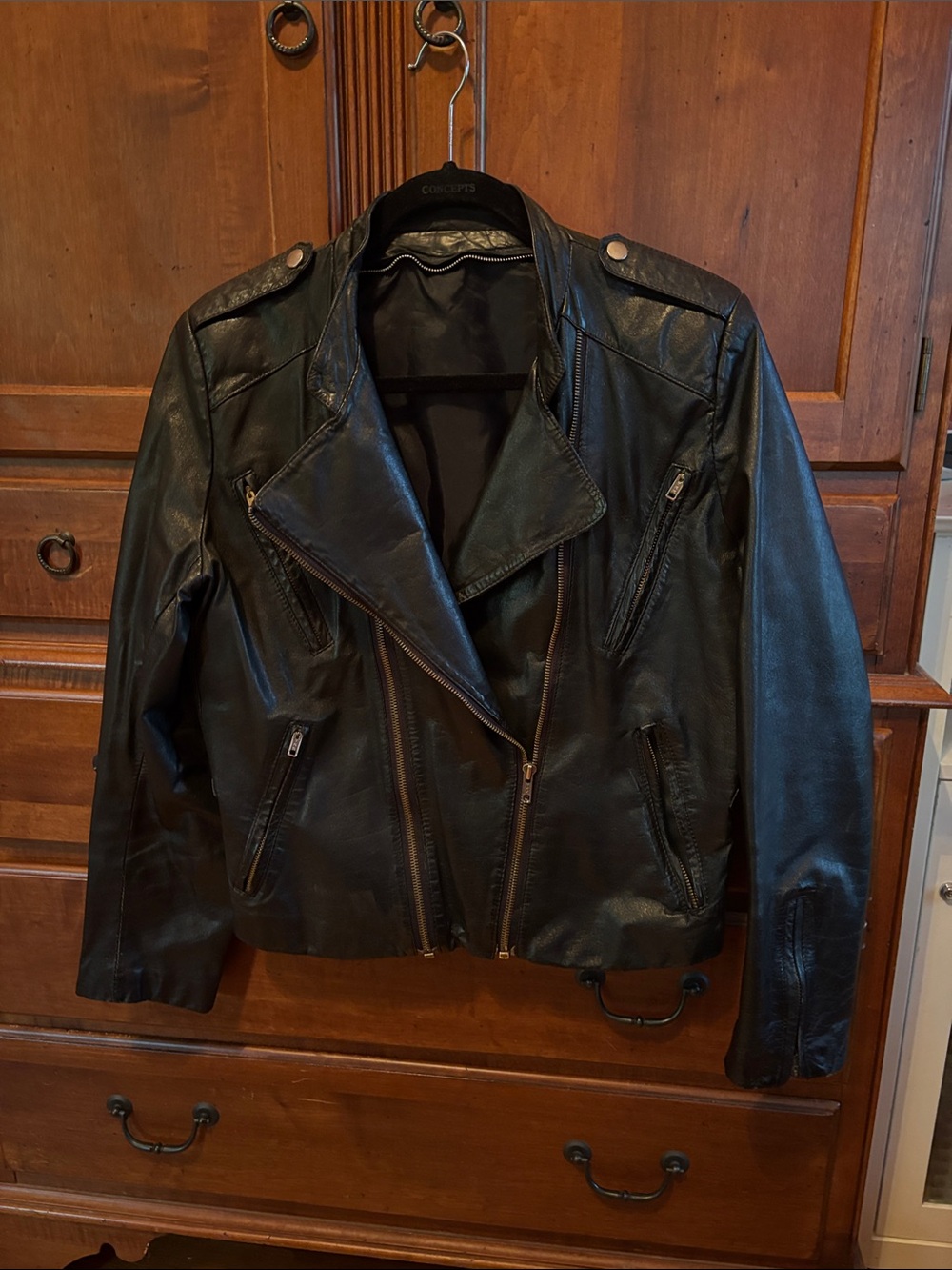Black Moto cropped Leather Jacket - Unbranded size small